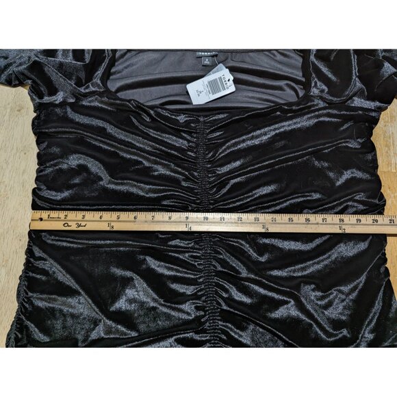 Torrid black velvet ruched shirred front off shoulder pull over top sz 3 3X - Picture 11 of 13